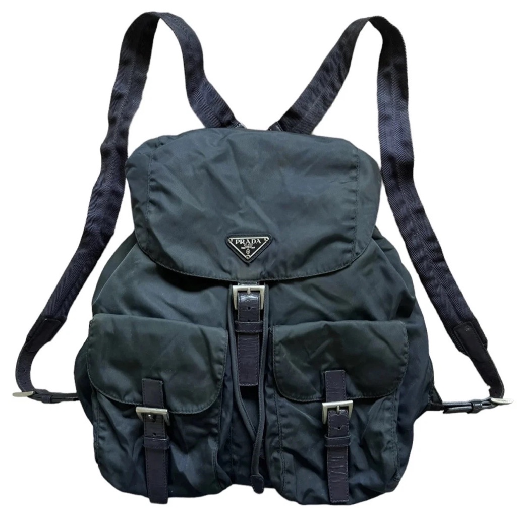 Prada Dark Gray Nylon Bag With Logo